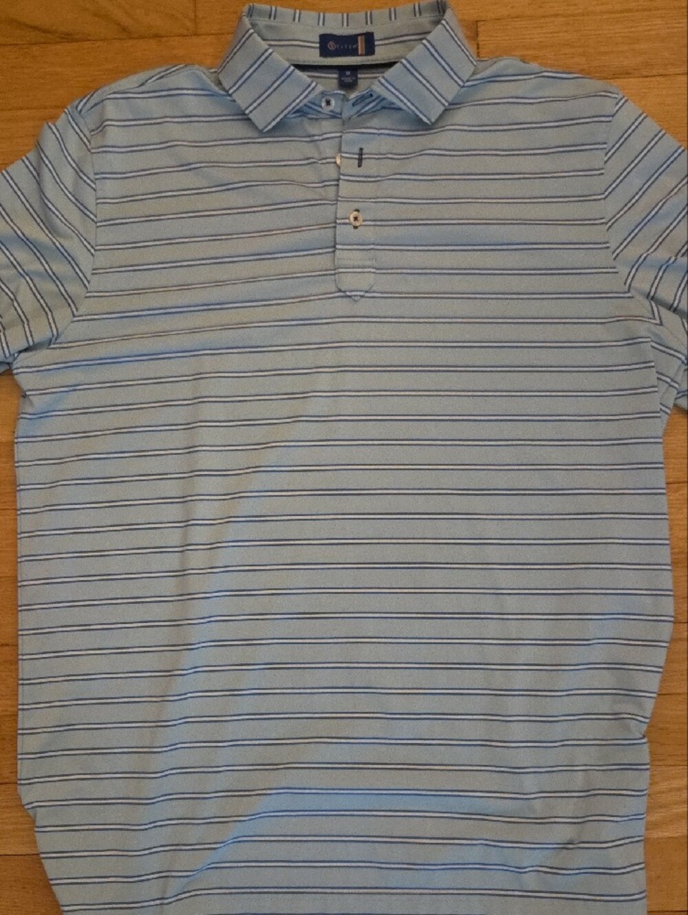 Stitch Golf Men's Size Medium Blue Multi Stripe Performance Polo Shirt NWOT - Picture 2 of 5